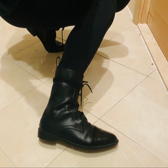 RESTOCKED! Milano Black Leather Lace Up Brogue Boots - Picture 8 of 12